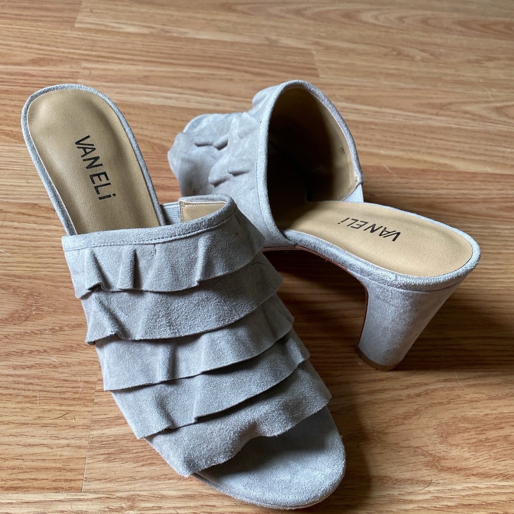 Vaneli Kaycee suede ruffle mule